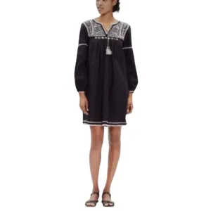 Ulla Johnson Boho Mira Black Pink Cotton Embroidered Tasseled Mini Dress Size 6 thumbnail 14