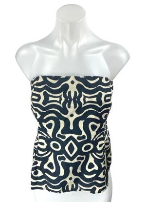 Zara Women's Black Pattern Strapless Sleeveless Bandeau Bustier Tube Tank Top XL thumbnail 1