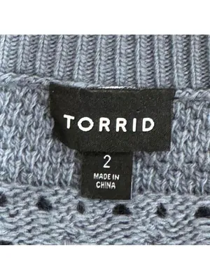 Torrid Dusty Blue Pointelle Pullover V-Neck Tunic Sweater Plus Size 2X thumbnail 7