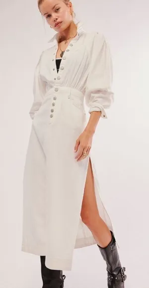 Free People Mad Love‎ Denim Midi Dress size Small BRAND NEW thumbnail 1
