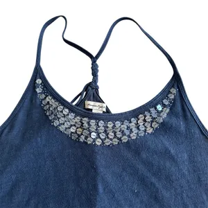 American Eagle Outfitters Y2K Sequin‎ Navy Blue Medium Top thumbnail 2