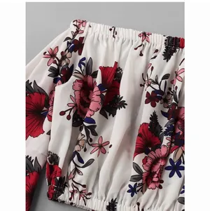 Floral Bell Sleeve Off The Shoulder Crop Top thumbnail 3