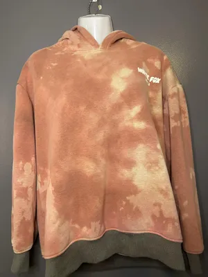 White Fox Hoodie Womens Medium Pink Tie Dye Fleece Pullover Graphic Sweatshirt thumbnail 3