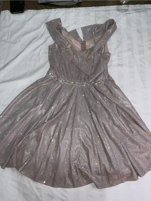 Sparkling Rose Gold Fit-and-Flare Party Dress thumbnail 1