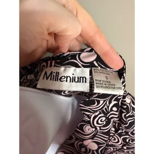 Millenium Black Pink Swirl Blouse Top Short Sleeve S Retro Indie‎ Twee Y2K 90's thumbnail 7