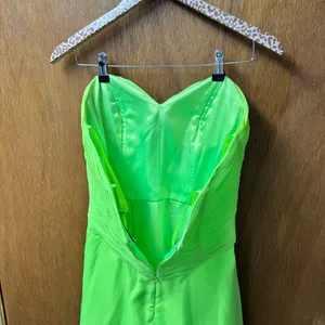 Mac Duggal Strapless Bedazzled Sparkle Long Chiffon Gown Dress Neon Green 10 thumbnail 5