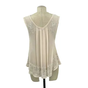 Free‎ People Pale Pink Beaded Sheer Tank Top Size XS thumbnail 7