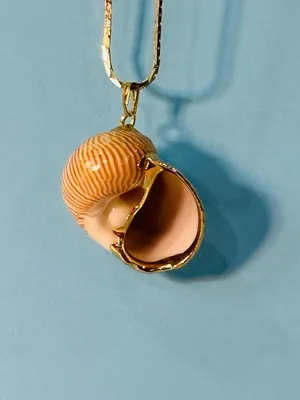 Gold Layered Necklace with Beige Swirl Pendant thumbnail 3