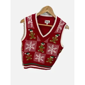 Major Major Sweater Vest Womens S Red Gingerbread Snowflake Ugly Christmas Party thumbnail 2
