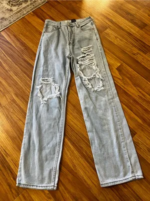 Light Wash Distressed Boyfriend Jeans - Unbranded thumbnail 2
