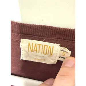 Nation LTD Womens Mahogany Brown Slub Cotton V-Neck Puff Sleeve Top Gold Snaps S thumbnail 6