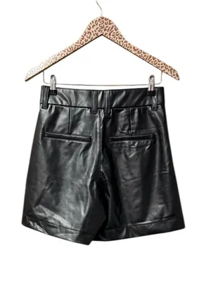 Abercrombie & Fitch Faux Vegan Leather High Rise Shorts Black Small NEW NWT thumbnail 4