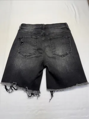 RISEN Black Denim Distressed Shorts thumbnail 2