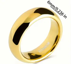 Men’s Titanium Steel Golden with Gloss Finish 6mm Band Size 12 NWT thumbnail 4
