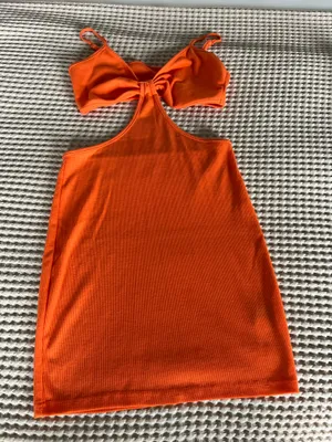 Orange mini dress with tie back detail #minidress #summer thumbnail 1