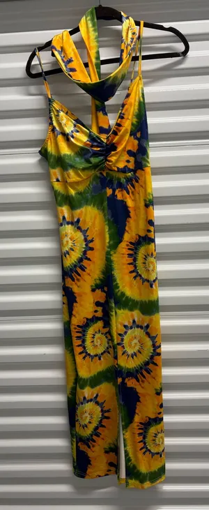 Fun Summer Dress With Spaghetti Strap And Scarf thumbnail 1