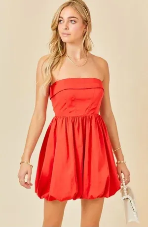 Strapless Red Mini Bubble thumbnail 1