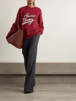 Anine Bing burgundy red miles sweatshirt size small thumbnail 2