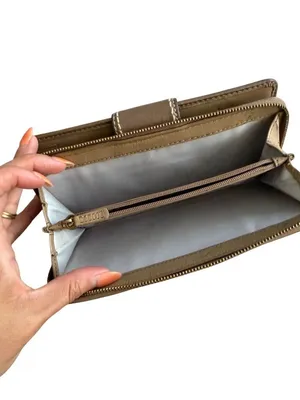 COACH Bronze Leather Kisslock Clutch Zip Wallet thumbnail 6