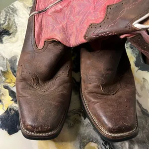 Tony Lama Pink Brown Leather Western Boots thumbnail 5