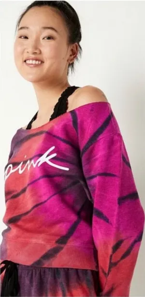 PINK Victoria's Secret Women's Red and Purple Sweater with grommets size Large thumbnail 1