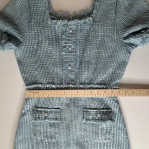 Ivy City Co‎ Claudia Dress Small Blue Tweed Old Money Classic Preppy Coquette thumbnail 12
