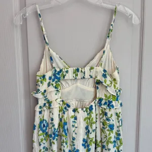 Band of the Free Floral Ruffle Maxi Dress Egret‎ Palace Blue XS B50326 Boho thumbnail 11