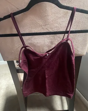 Forever 21 Wine Hollow Border Cropped Cami Tank Top thumbnail 1