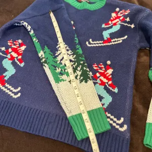 32 Degrees Heat Sz: XS Alpine Down Hill Ski Winter Trees Snow Holiday Pompom Sweater. thumbnail 5