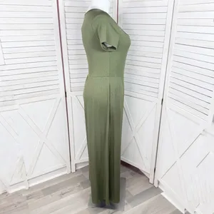 Cider Jumpsuit Square Scoop‎ Neck Wide Leg Short Sleeve Olive Green 0XL 12 14 thumbnail 4