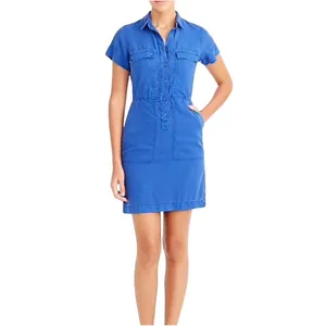 J. Crew Factory Drapey Oxford mini collared blue button down‎ mini dress 8 thumbnail 2