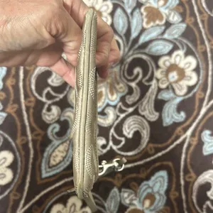 Coach Tan and Cream Wristlet with Textured Leather thumbnail 6