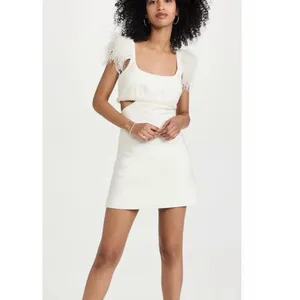 Likely‎ Taliah Feather Pearl Beaded Cut Out Mini Dress thumbnail 12
