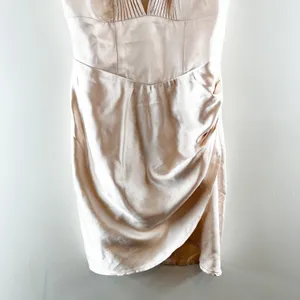 Hello Molly Rosebud Satin Plunge V Neck Mini Dress Champagne Gold 6 thumbnail 9