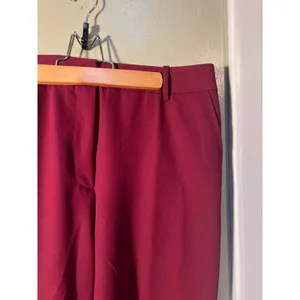 Worthington Women's Size 10 Wide Leg Dress Pant Trousers Burgundy Red High Rise thumbnail 6