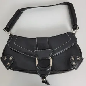 Vintage Aldo Womens Shoulder Bag 11" x 5" Black Leather Y2K Studded Snap Closure thumbnail 14