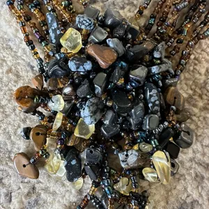 Chic Multistrand Beaded Necklace With a Mix of Stones and Beads thumbnail 2