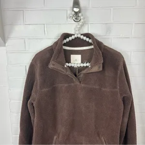 NWT Thread & Supply Brown Sherpa Pullover Jacket Size S thumbnail 3