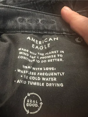 J135. American Eagle women’s distressed black/washed-gray jeans thumbnail 6