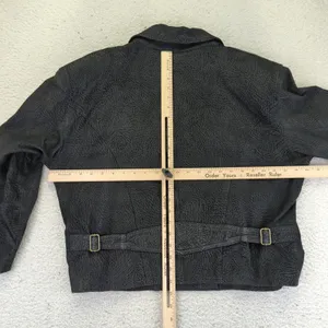 Winlit Women's Leather Jacket L Black Double Breasted‎ Vintage Made in Korea thumbnail 9