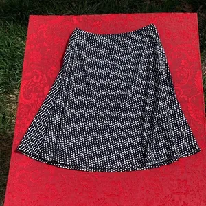 Amanda Smith Skirt Size Medium Black White Polka‎ Dots Flared Vintage Spring thumbnail 2