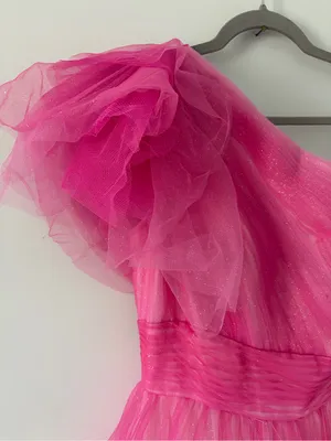MAC DUGGAL 20377 Hot Pink Ombre Glitter One Shoulder Tulle Ball Gown Prom 6 thumbnail 3