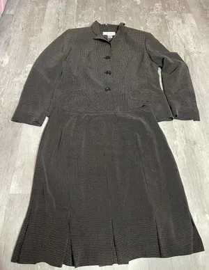 Vintage‎ Jones New York 2-Piece Skirt Suit Brown Blazer Size 14 Women C-0087 thumbnail 1