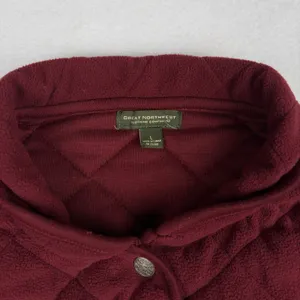 Great Northwest Quilted Fleece Jacket Women's L Red Peter Pan Granny Cabincore thumbnail 4