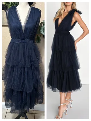 Lulus Flawless Arrival Navy Blue Tulle Tie-Strap Tiered Maxi Dress thumbnail 2