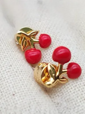 COACH Red Enamel Vintage Charms Cherry Stud Earrings thumbnail 3