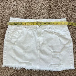 We The Free Free People Out Of Ordinary White Distressed Mini Skirt thumbnail 5