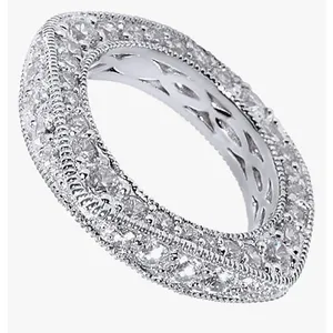 Women's‎ Gold-Plated-925 Eternity Simulated Diamond Engagement Band Ring … thumbnail 1