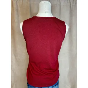 Hillard & Hanson Sleeveless Knit Sweater Top Medium Red Rayon Blend Y2K thumbnail 3