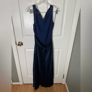 Reformation Corey Satin Dress in Danube L thumbnail 5